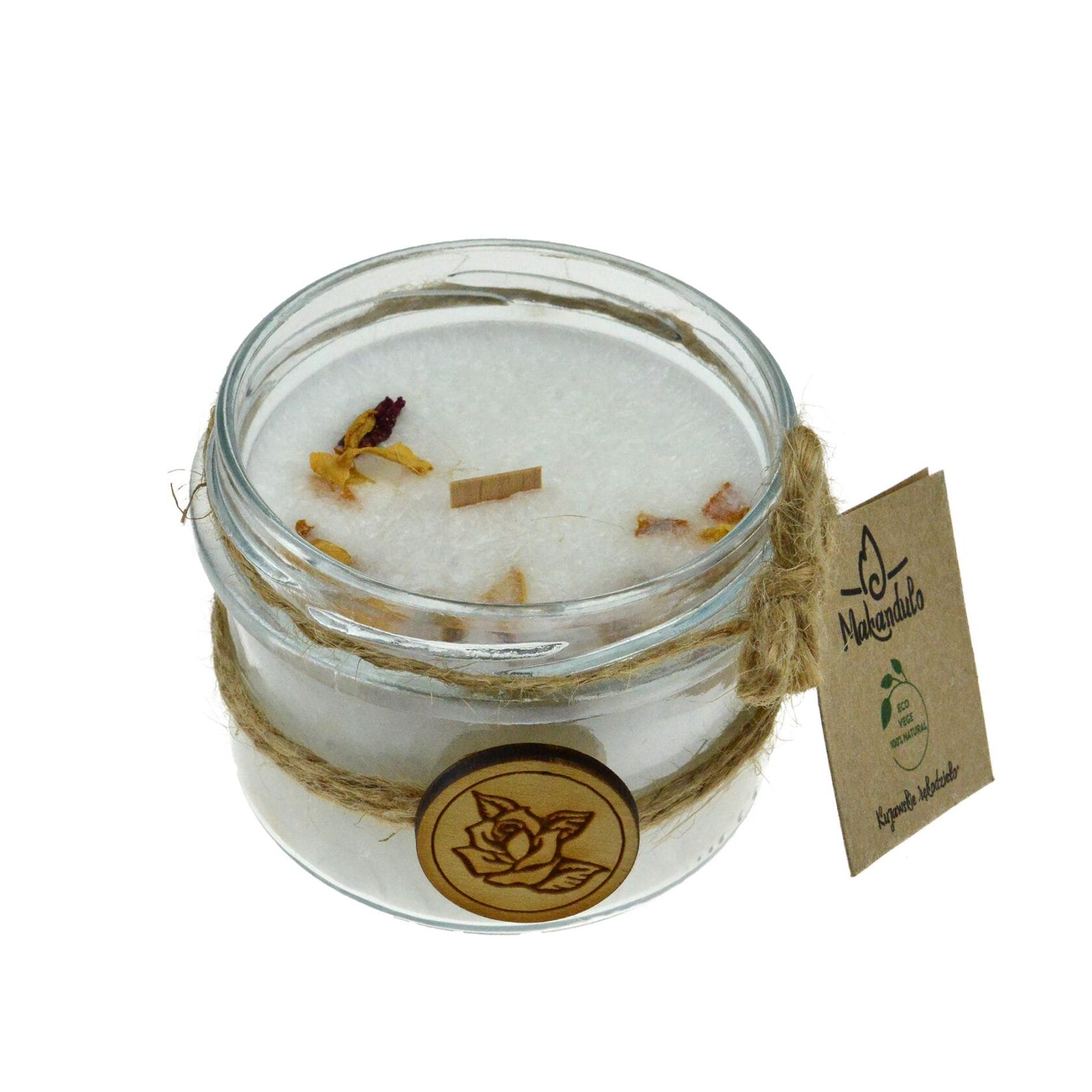 Świeca zapachowa - Różana z płatkami róż 2 Świeca różana z płatkami róż