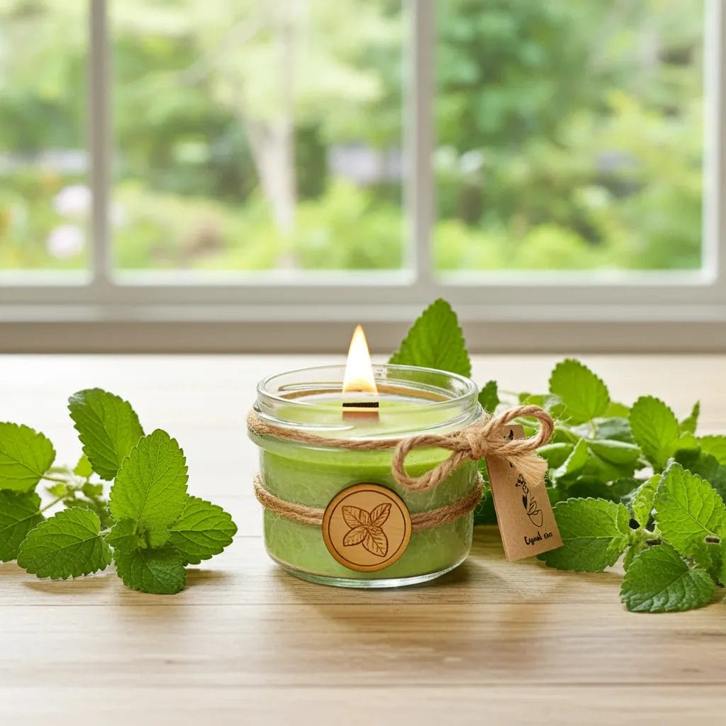 Świeca zapachowa z ekstraktem - Melisa 3 Naturalna świeca zapachowa na stres - problemy ze stresem