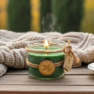 Naturalna świeca zapachowa z olejkiem eterycznym cyprys - zapach lasu