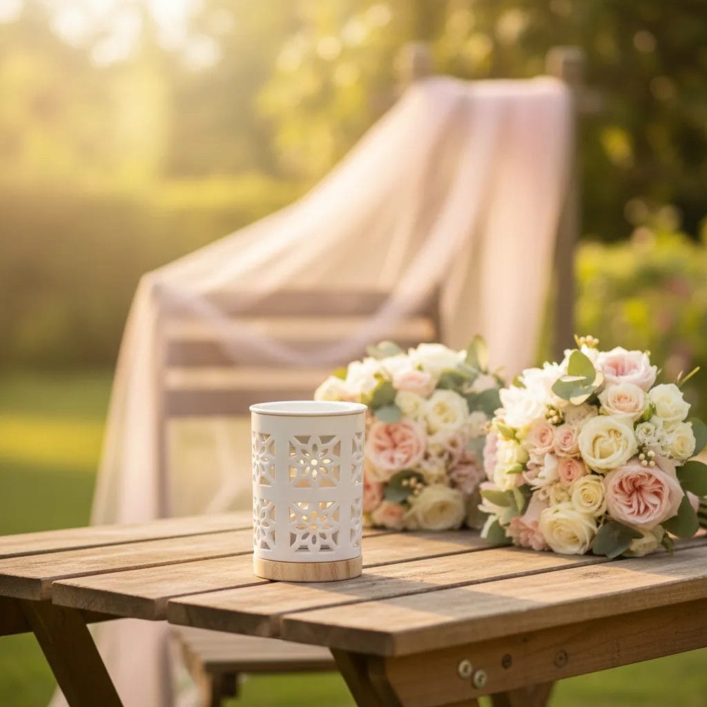 Kominek ceramiczny do wosku i olejków zapachowych - Duży Biały kwiat 6 Kominek ceramiczny do wosku i olejków zapachowych - Duży Biały kwiat - obrazek 6