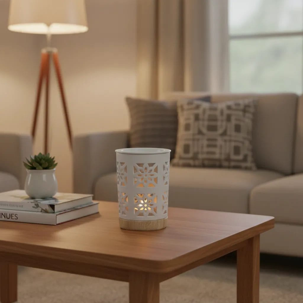 Kominek ceramiczny do wosku i olejków zapachowych - Duży Biały kwiat 4 Kominek ceramiczny do wosku i olejków zapachowych - Duży Biały kwiat - obrazek 4