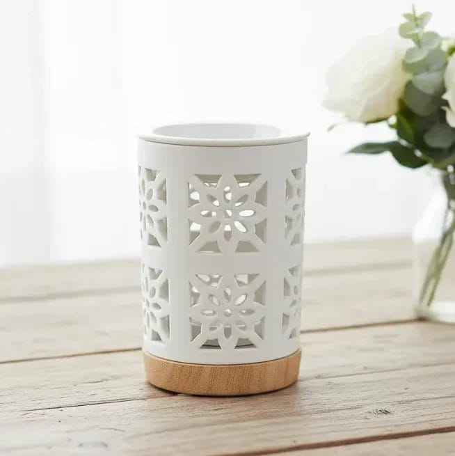 Kominek ceramiczny do wosku i olejków zapachowych - Duży Biały kwiat 1 Kominek ceramiczny do wosku i olejków zapachowych - Duży Biały kwiat