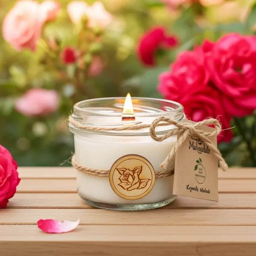 Świeca zapachowa - Różana z płatkami róż 1 Świeca zapachowa - Różana z płatkami róż