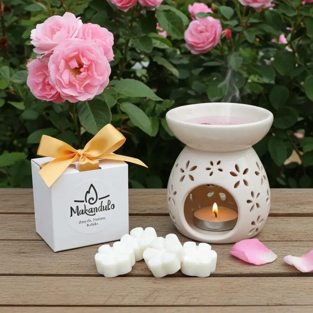Woski zapachowe do kominka Pocałunek Róży — edycja limitowana (4 szt., kształt kwiatuszka)
